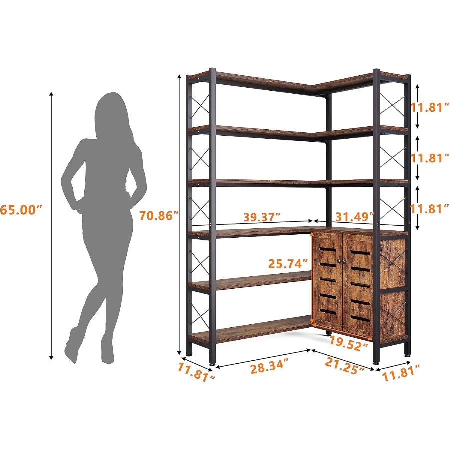 6-Shelf Corner Bookshelf for L - Bookshelf recension och pris