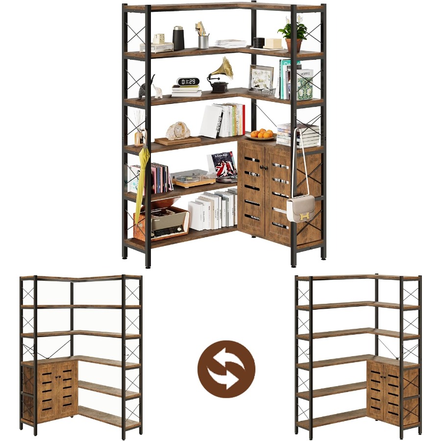 6-Shelf Corner Bookshelf for L - Bookshelf recension och pris