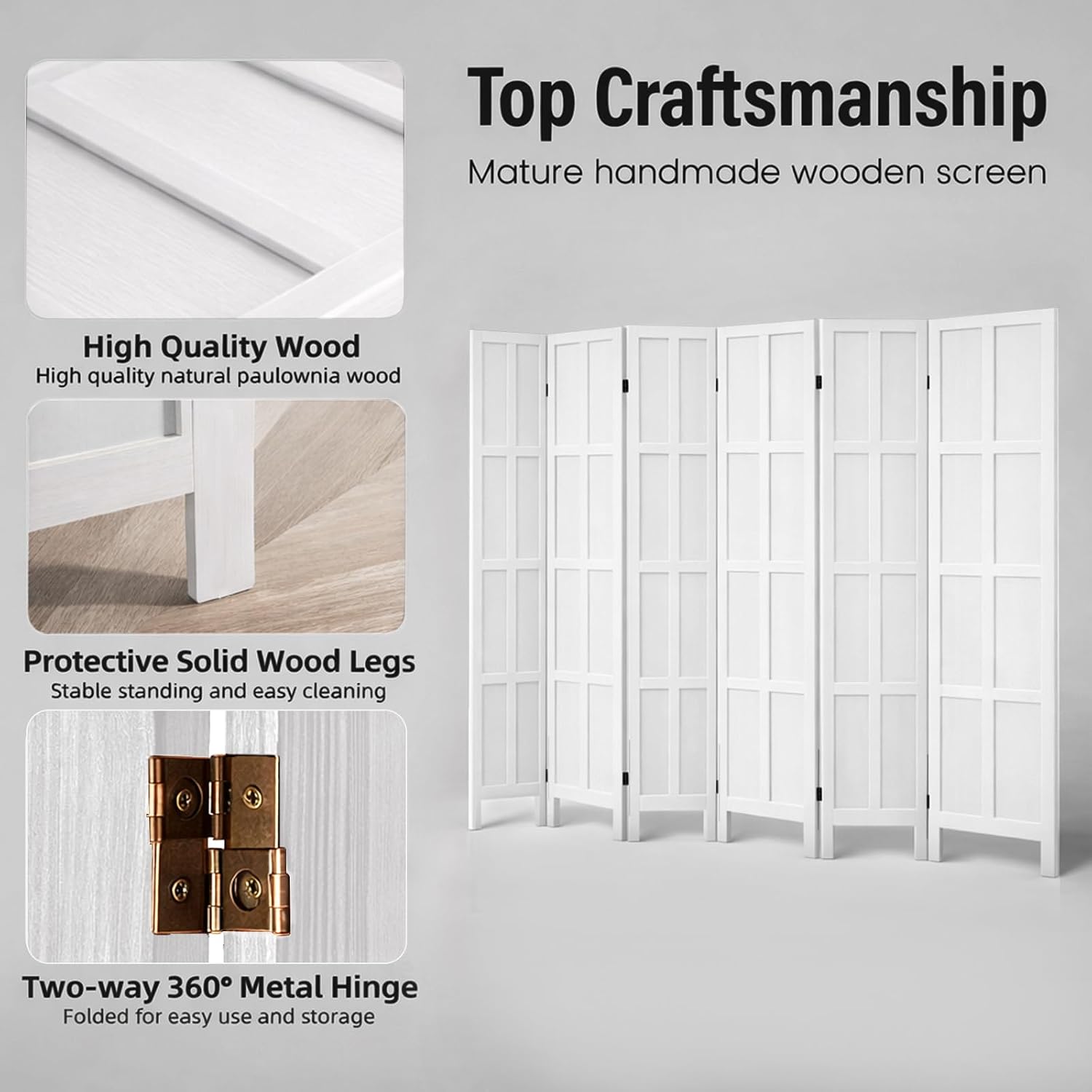 6 Panel Wood Room Divider and  - Partition Screen Divider recension och pris