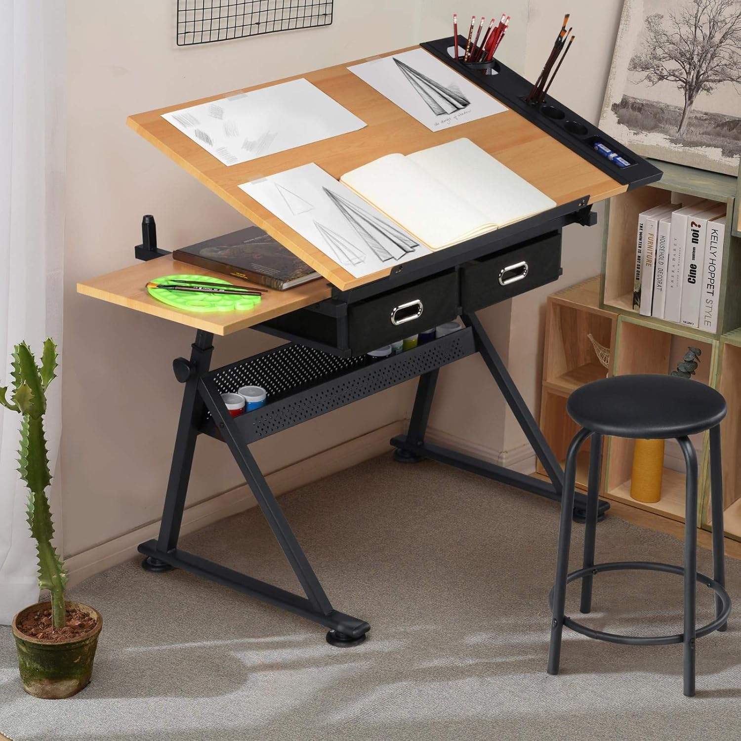 Adjustable Drafting Table Art  - Office Stool recension och pris