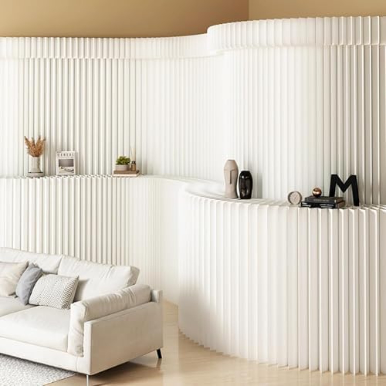 Paper Room Divider with Shelve - Partition Screen Divider recension och pris