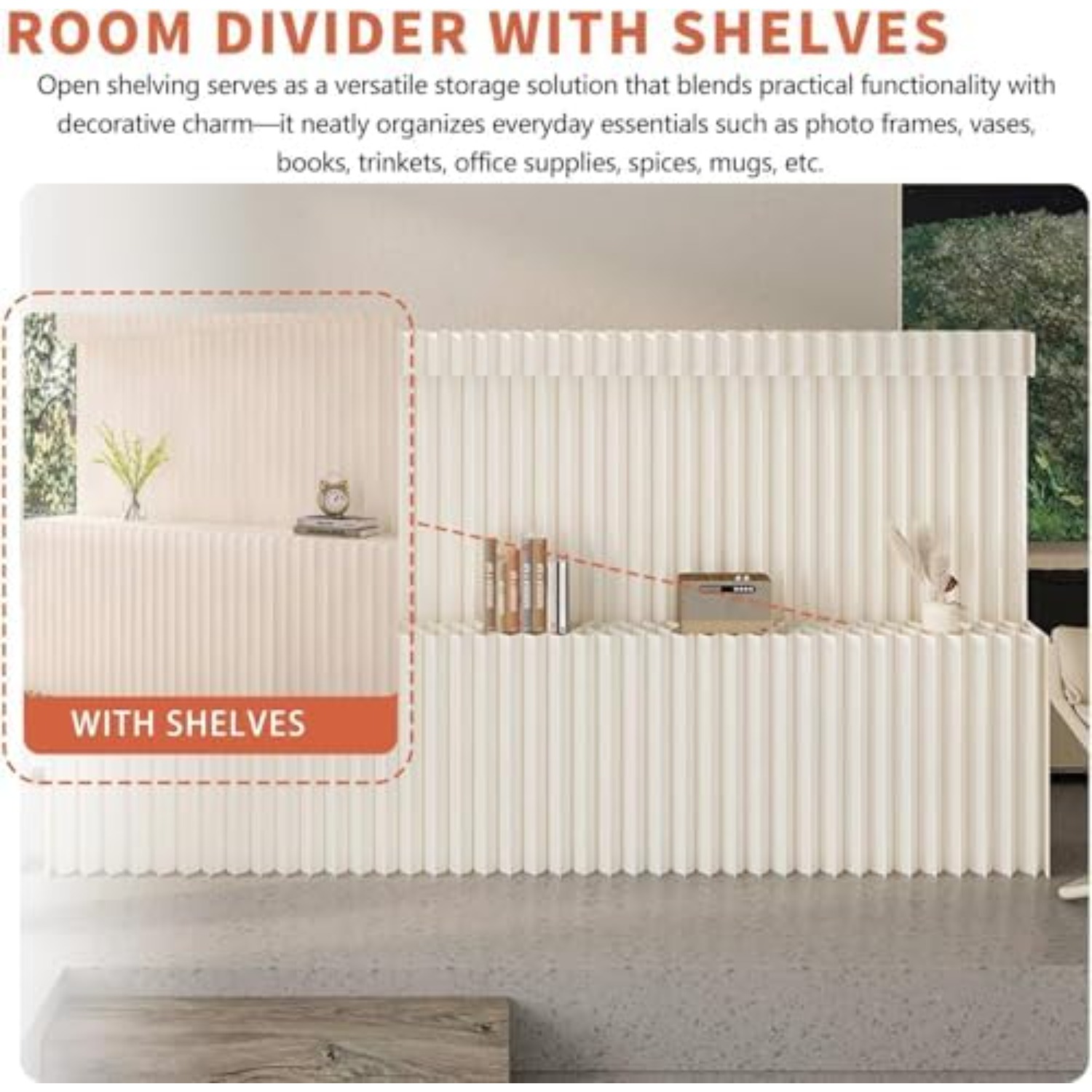Paper Room Divider with Shelve - Partition Screen Divider recension och pris