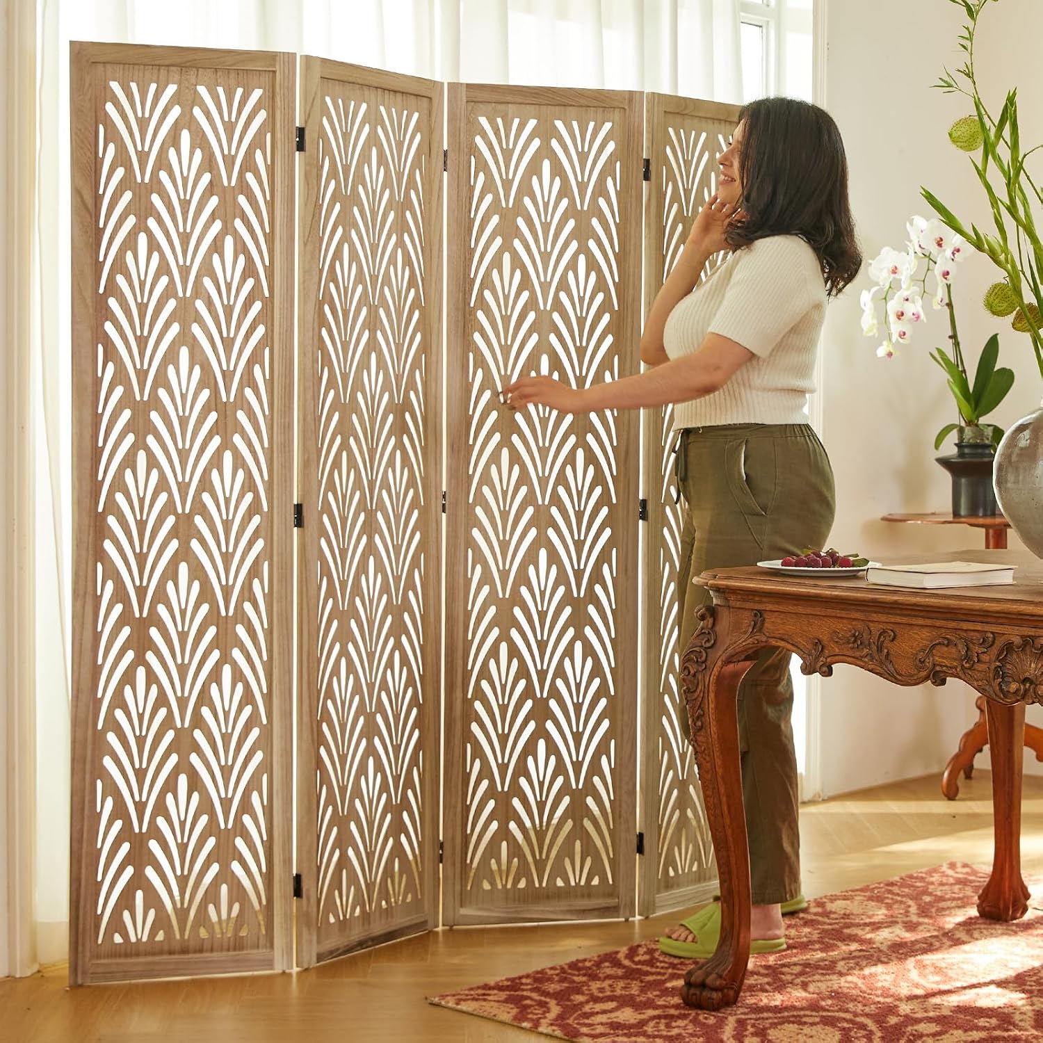5.6Ft Folding Wood Partition S - Partition Screen Divider recension och pris